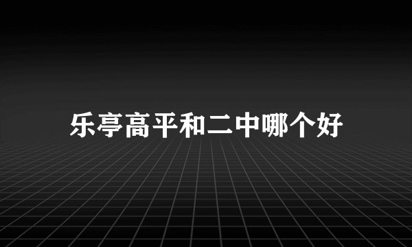 乐亭高平和二中哪个好