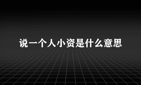 说一个人小资是什么意思