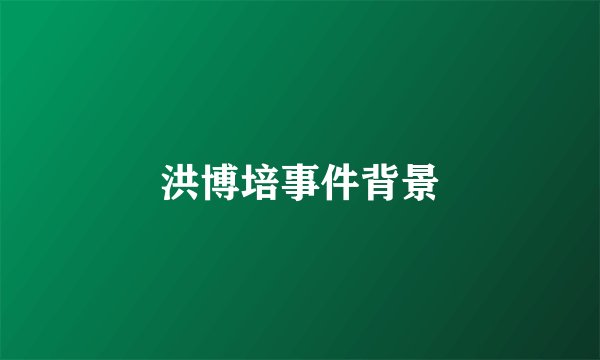 洪博培事件背景