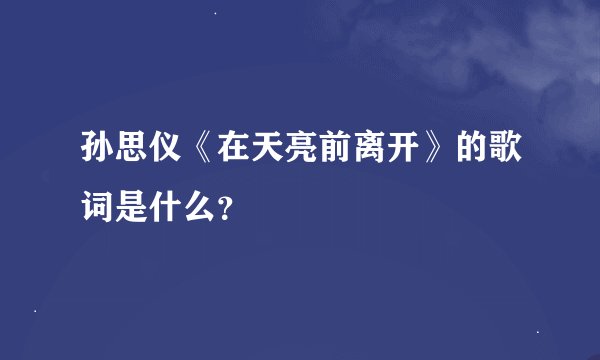 孙思仪《在天亮前离开》的歌词是什么？
