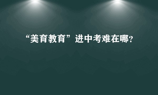 “美育教育”进中考难在哪？