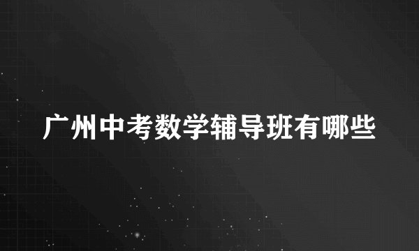 广州中考数学辅导班有哪些