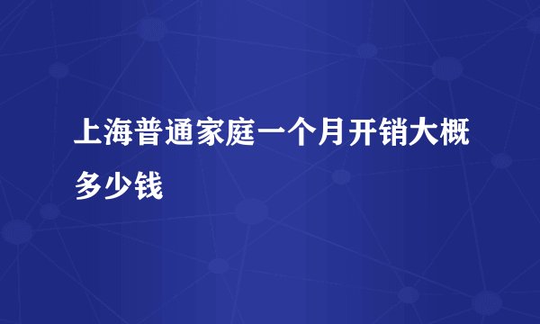 上海普通家庭一个月开销大概多少钱