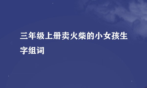 三年级上册卖火柴的小女孩生字组词