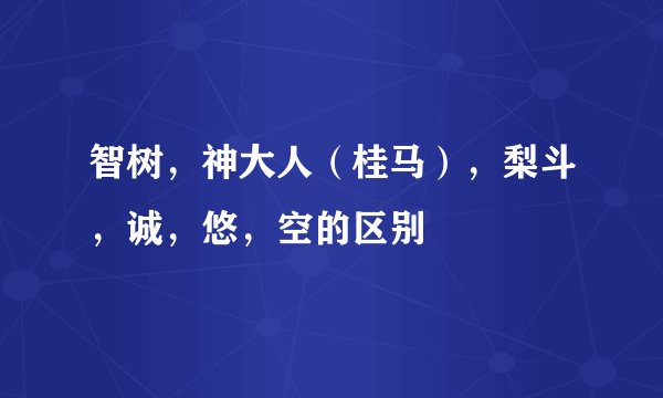 智树，神大人（桂马），梨斗，诚，悠，空的区别