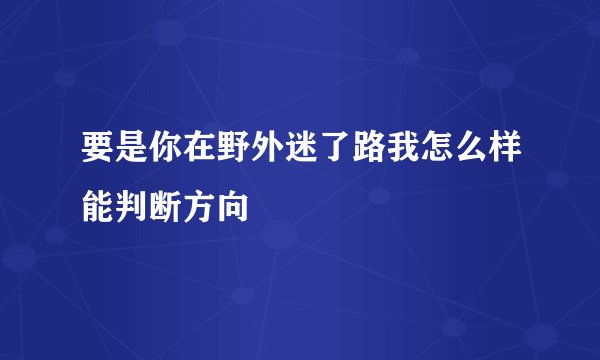 要是你在野外迷了路我怎么样能判断方向