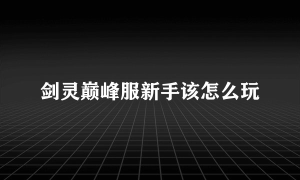 剑灵巅峰服新手该怎么玩