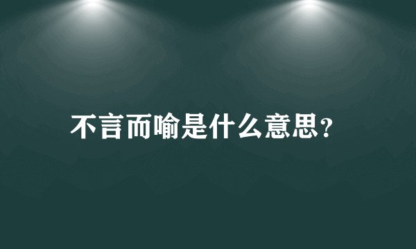 不言而喻是什么意思？