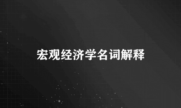 宏观经济学名词解释