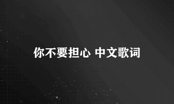 你不要担心 中文歌词