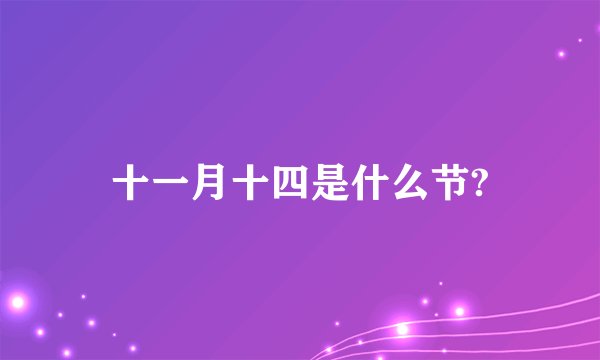 十一月十四是什么节?