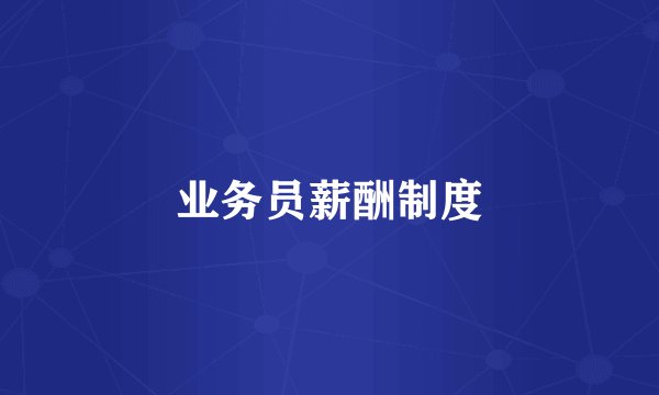 业务员薪酬制度