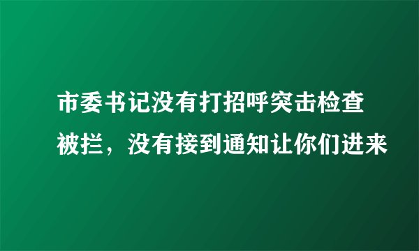 市委书记没有打招呼突击检查被拦，没有接到通知让你们进来