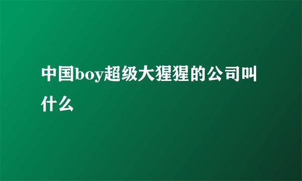 中国boy超级大猩猩的公司叫什么