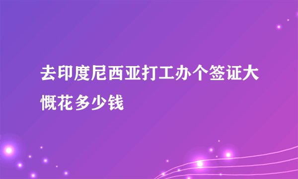去印度尼西亚打工办个签证大慨花多少钱