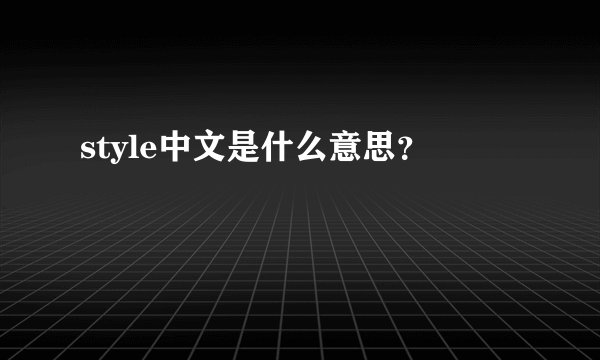style中文是什么意思？