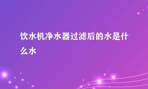 饮水机净水器过滤后的水是什么水