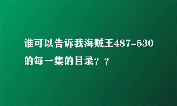 谁可以告诉我海贼王487-530的每一集的目录？？