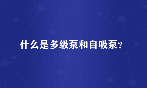什么是多级泵和自吸泵?