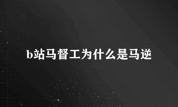 b站马督工为什么是马逆