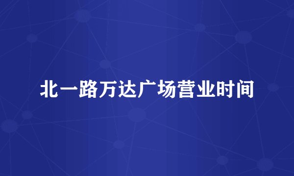 北一路万达广场营业时间