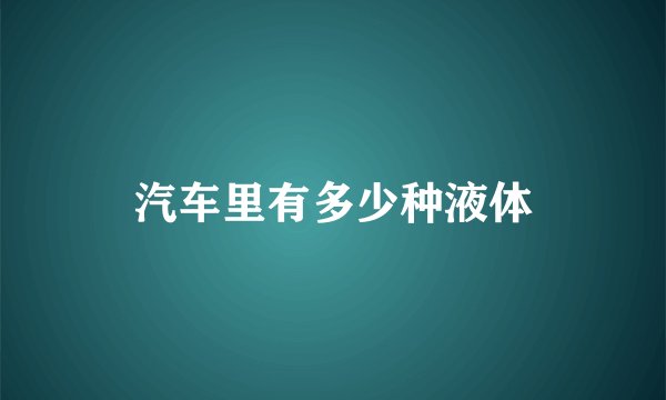 汽车里有多少种液体