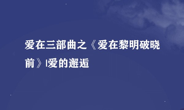 爱在三部曲之《爱在黎明破晓前》|爱的邂逅