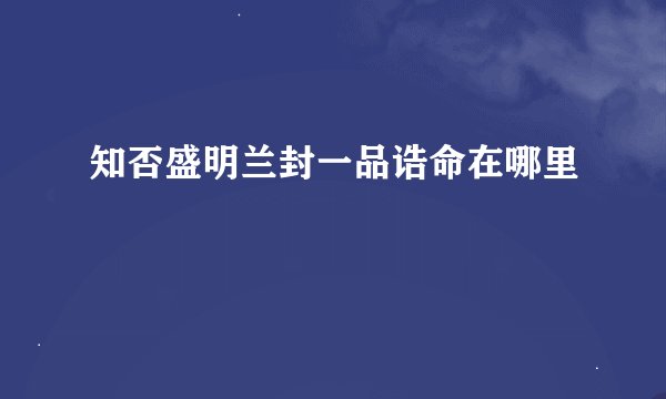 知否盛明兰封一品诰命在哪里