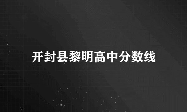 开封县黎明高中分数线