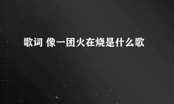 歌词 像一团火在烧是什么歌