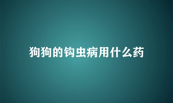狗狗的钩虫病用什么药