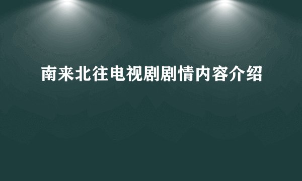南来北往电视剧剧情内容介绍