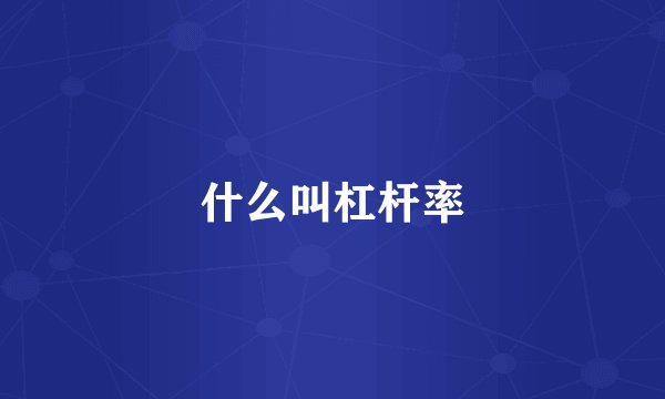 什么叫杠杆率