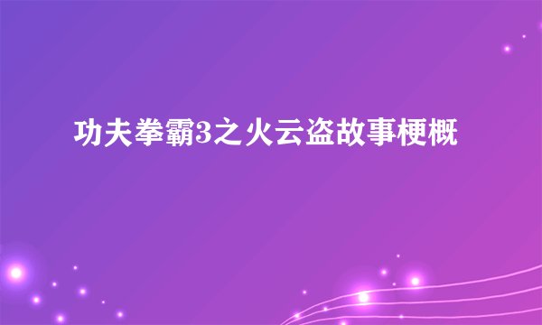 功夫拳霸3之火云盗故事梗概