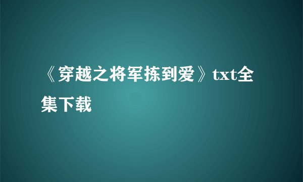 《穿越之将军拣到爱》txt全集下载