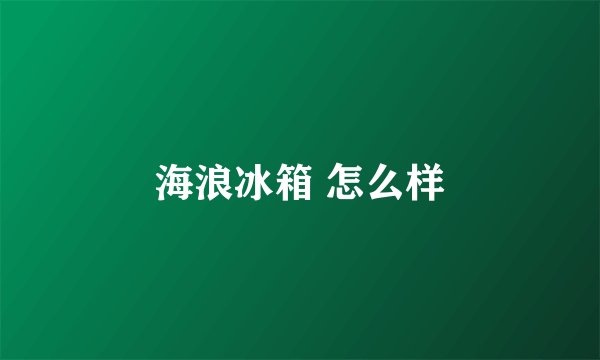 海浪冰箱 怎么样
