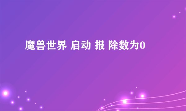 魔兽世界 启动 报 除数为0