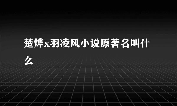 楚烨x羽凌风小说原著名叫什么