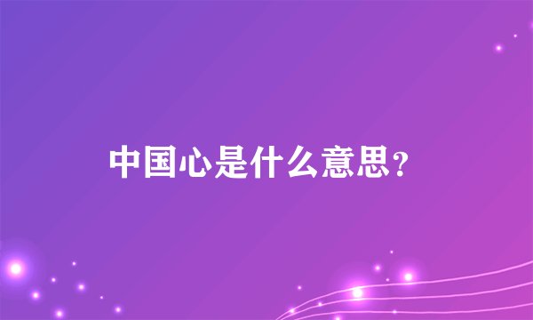 中国心是什么意思？