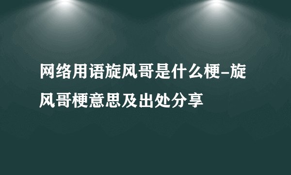 网络用语旋风哥是什么梗-旋风哥梗意思及出处分享