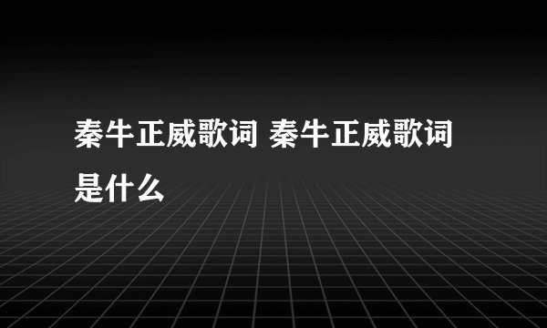 秦牛正威歌词 秦牛正威歌词是什么