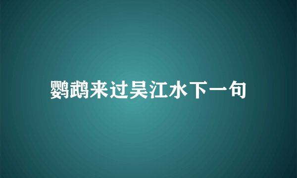 鹦鹉来过吴江水下一句