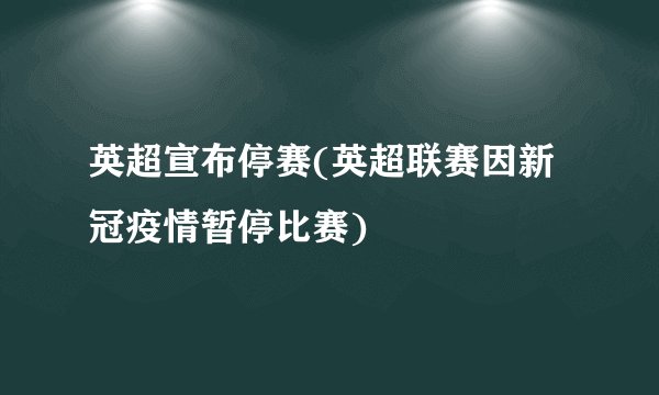 英超宣布停赛(英超联赛因新冠疫情暂停比赛)