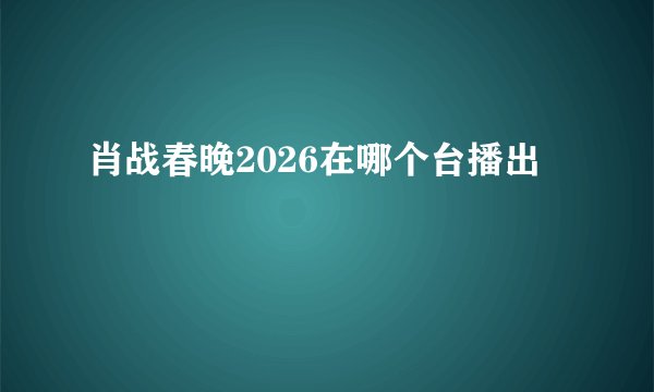 肖战春晚2026在哪个台播出