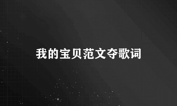 我的宝贝范文夺歌词