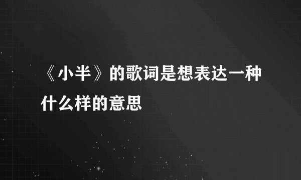 《小半》的歌词是想表达一种什么样的意思
