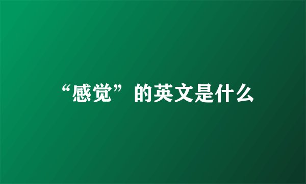 “感觉”的英文是什么
