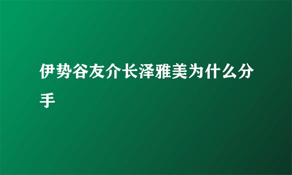 伊势谷友介长泽雅美为什么分手