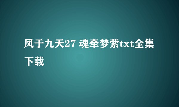 凤于九天27 魂牵梦萦txt全集下载