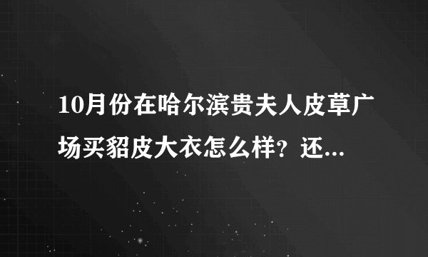 10月份在哈尔滨贵夫人皮草广场买貂皮大衣怎么样？还有必须要用现金吗？